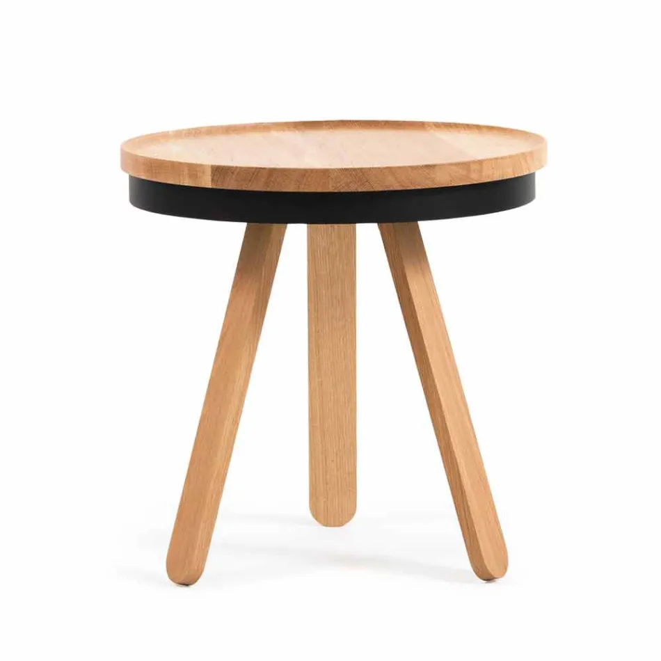 Design salontafel met rond blad en massief houten poten - Salerno Viadurini