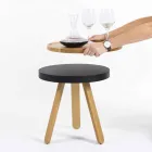 Design salontafel met rond blad en massief houten poten - Salerno Viadurini