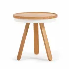 Design salontafel met rond blad en massief houten poten - Salerno Viadurini