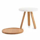 Design salontafel met rond blad en massief houten poten - Salerno Viadurini