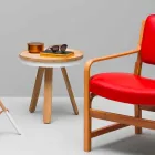 Design salontafel met rond blad en massief houten poten - Salerno Viadurini