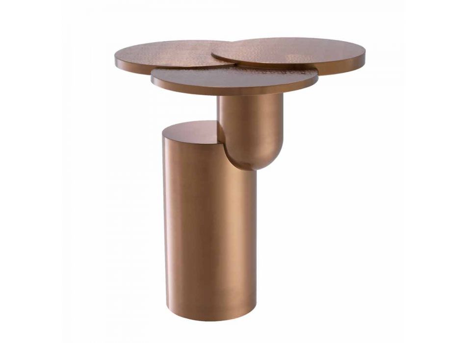 Design salontafel in geborsteld staal met messing afwerking - Olbia Viadurini