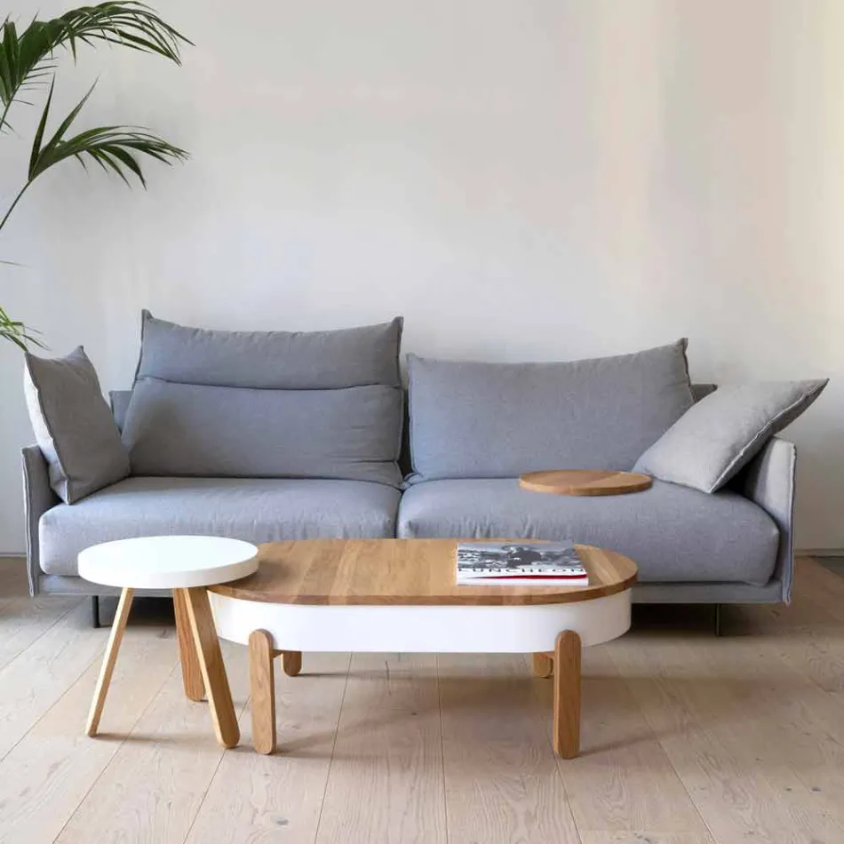 Design salontafel in massief hout en gelakt metaal - Salerno Viadurini