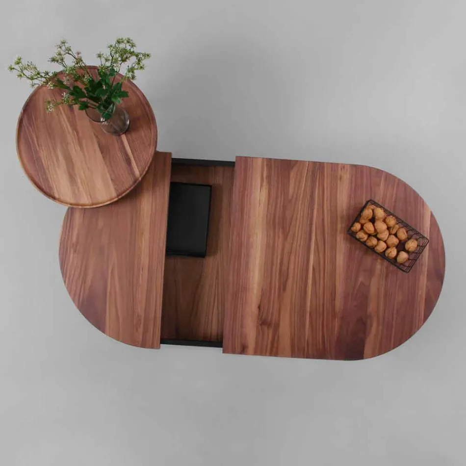 Design salontafel in massief hout en gelakt metaal - Salerno Viadurini