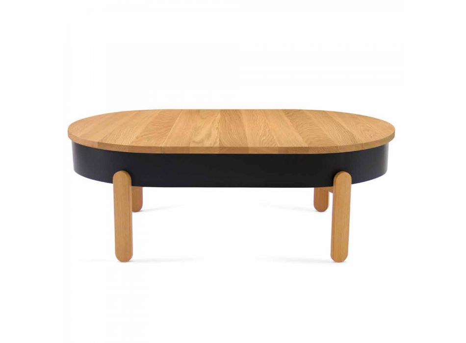 Design salontafel in massief hout en gelakt metaal - Salerno Viadurini