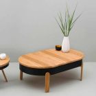 Design salontafel in massief hout en gelakt metaal - Salerno Viadurini