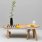 Design salontafel in massief hout en gelakt metaal - Salerno Viadurini
