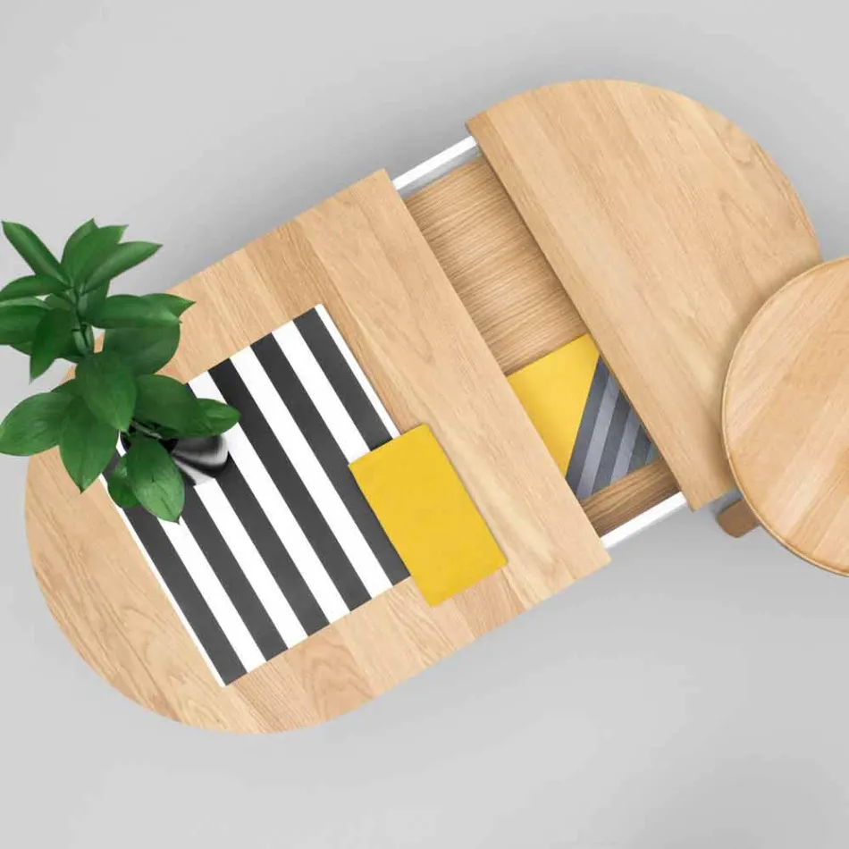 Design salontafel in massief hout en gelakt metaal - Salerno Viadurini