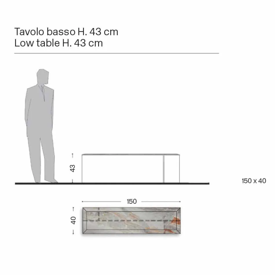 Design salontafel in marmer met glazen voet gemaakt in Italië - Molino Viadurini