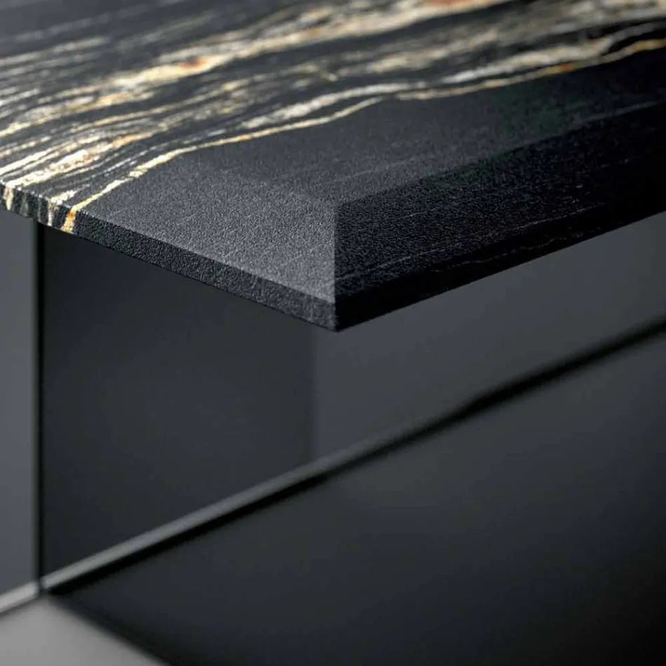 Design salontafel in marmer met glazen voet gemaakt in Italië - Molino Viadurini