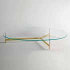 Design salontafel van glas met metalen onderstel Made in Italy - Cinci Viadurini