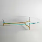 Design salontafel van glas met metalen onderstel Made in Italy - Cinci Viadurini