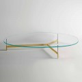 Design salontafel van glas met metalen onderstel Made in Italy - Cinci