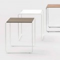Moderne woonkamer tafel van design in melamine hout en metaal - Taddeo