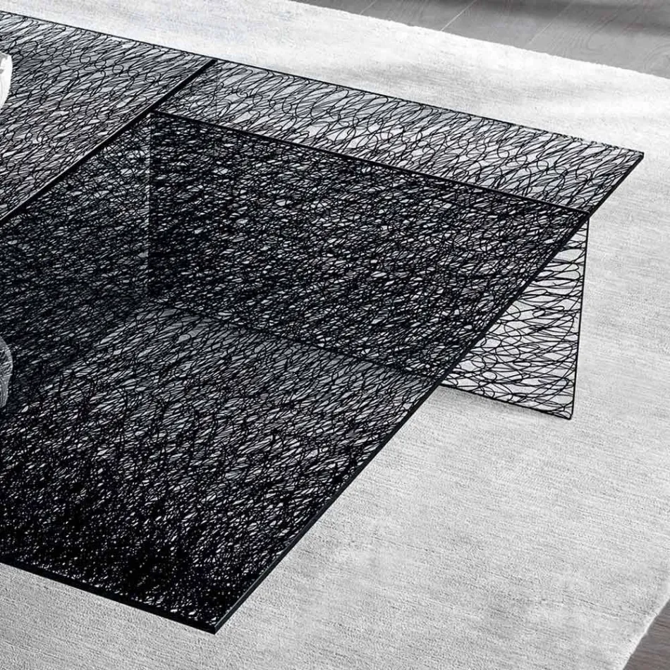 Design salontafel Extralight gedecoreerd glas gemaakt in Italië - Sestola Viadurini