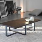 Luxe salontafel van gekleurd metaal en houten blad - Anacleto Viadurini