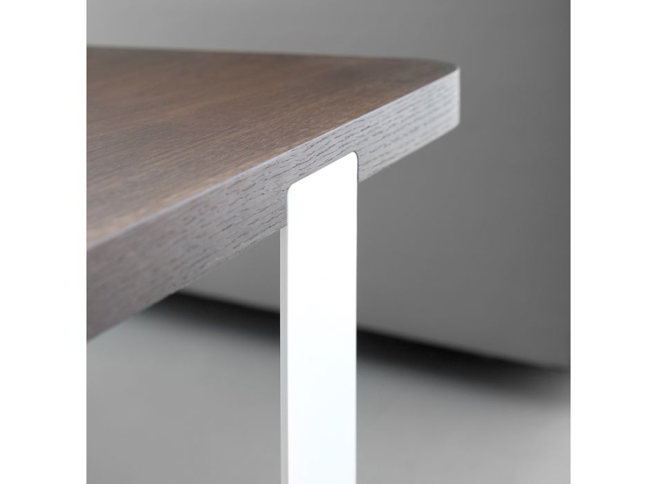 Luxe salontafel van gekleurd metaal en houten blad - Anacleto Viadurini