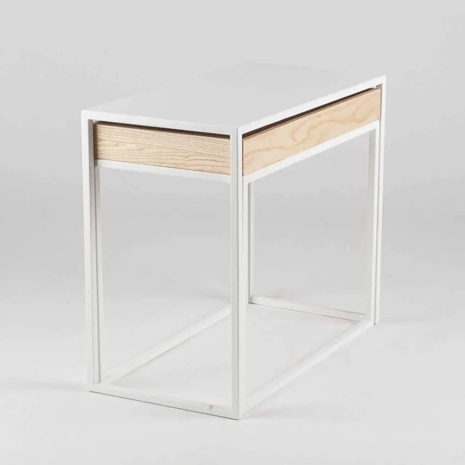 Stalen salontafel met asbak gemaakt in Italië - kant Viadurini