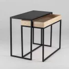 Stalen salontafel met asbak gemaakt in Italië - kant Viadurini