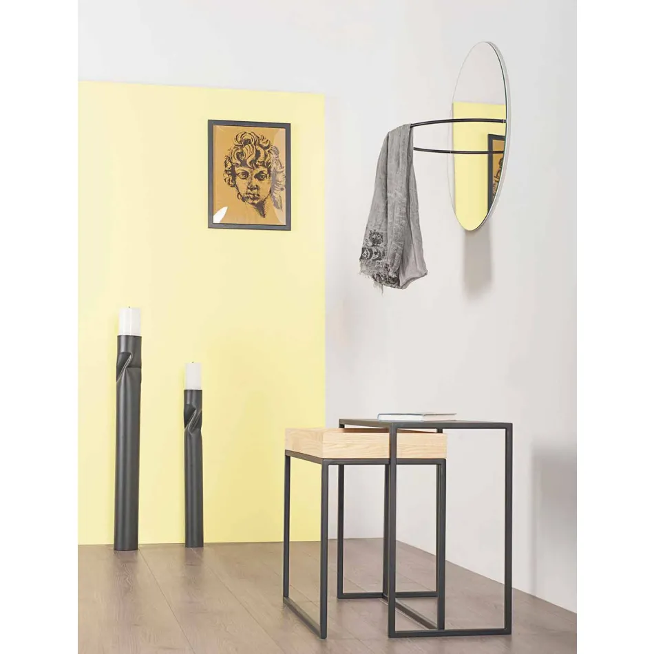 Stalen salontafel met asbak gemaakt in Italië - kant Viadurini