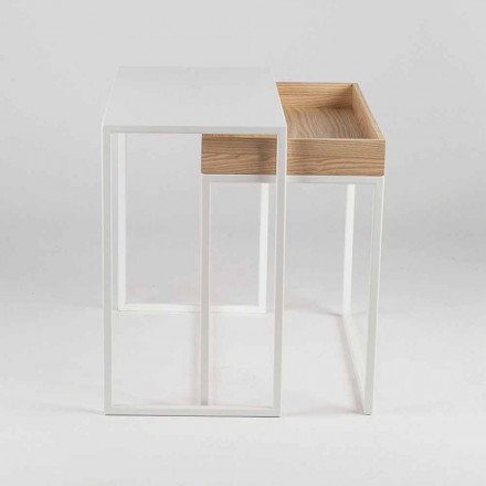 Stalen salontafel met asbak gemaakt in Italië - kant Viadurini