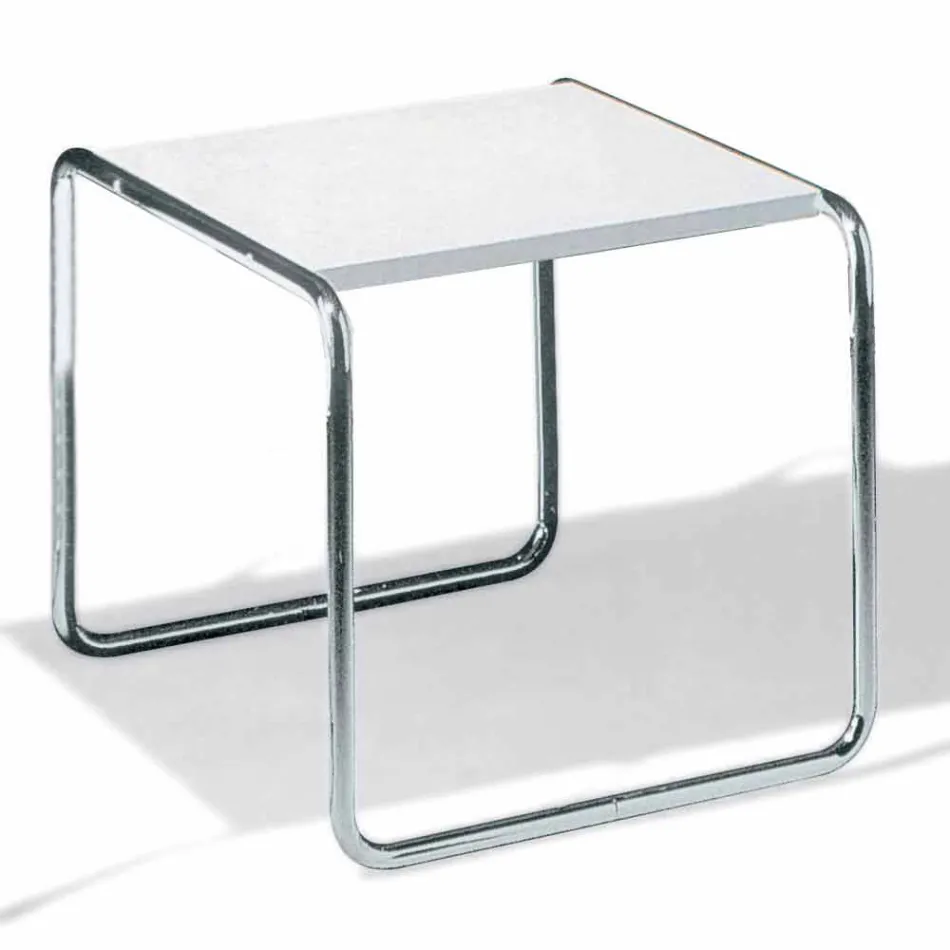 Salontafel in verchroomd staal met gelamineerd blad Made in Italy - Ariete Viadurini