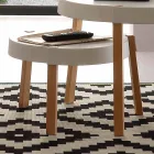 Salontafel in beuken stoelen met witte polypropyleen Pineto Viadurini