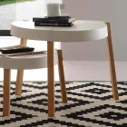 Salontafel in beuken stoelen met witte polypropyleen Pineto Viadurini