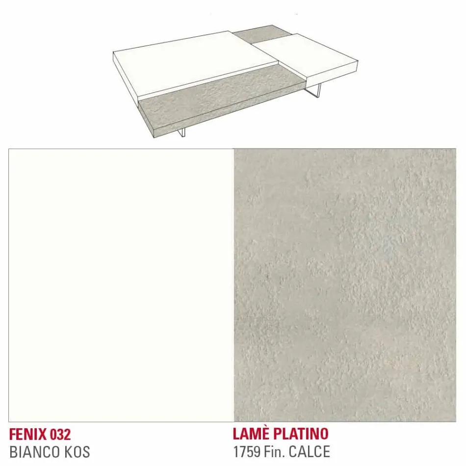 Fenix salontafel met transparante poten Made in Italy - Justin Viadurini