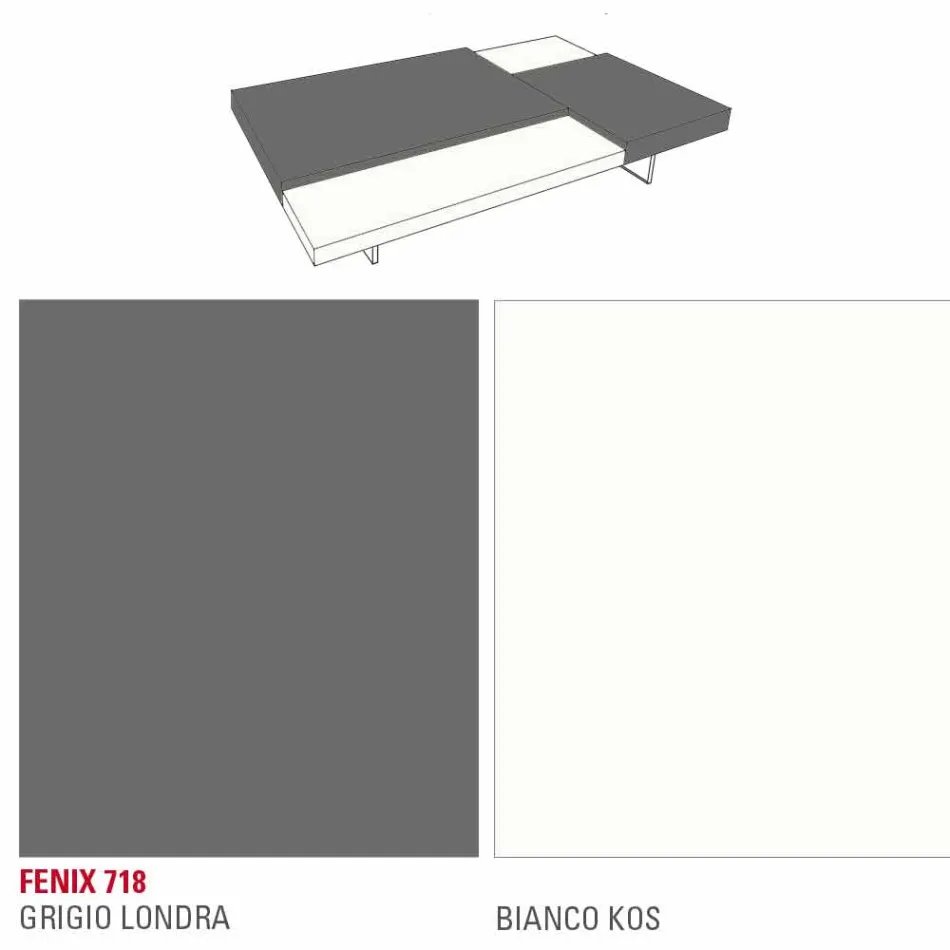 Fenix salontafel met transparante poten Made in Italy - Justin Viadurini