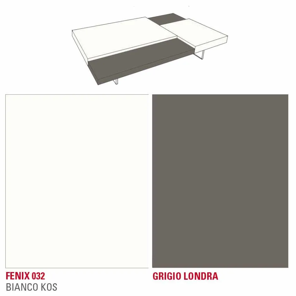 Fenix salontafel met transparante poten Made in Italy - Justin Viadurini