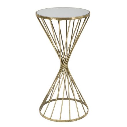 Verguld ijzeren salontafel met spiegelblad - abrikoos Viadurini