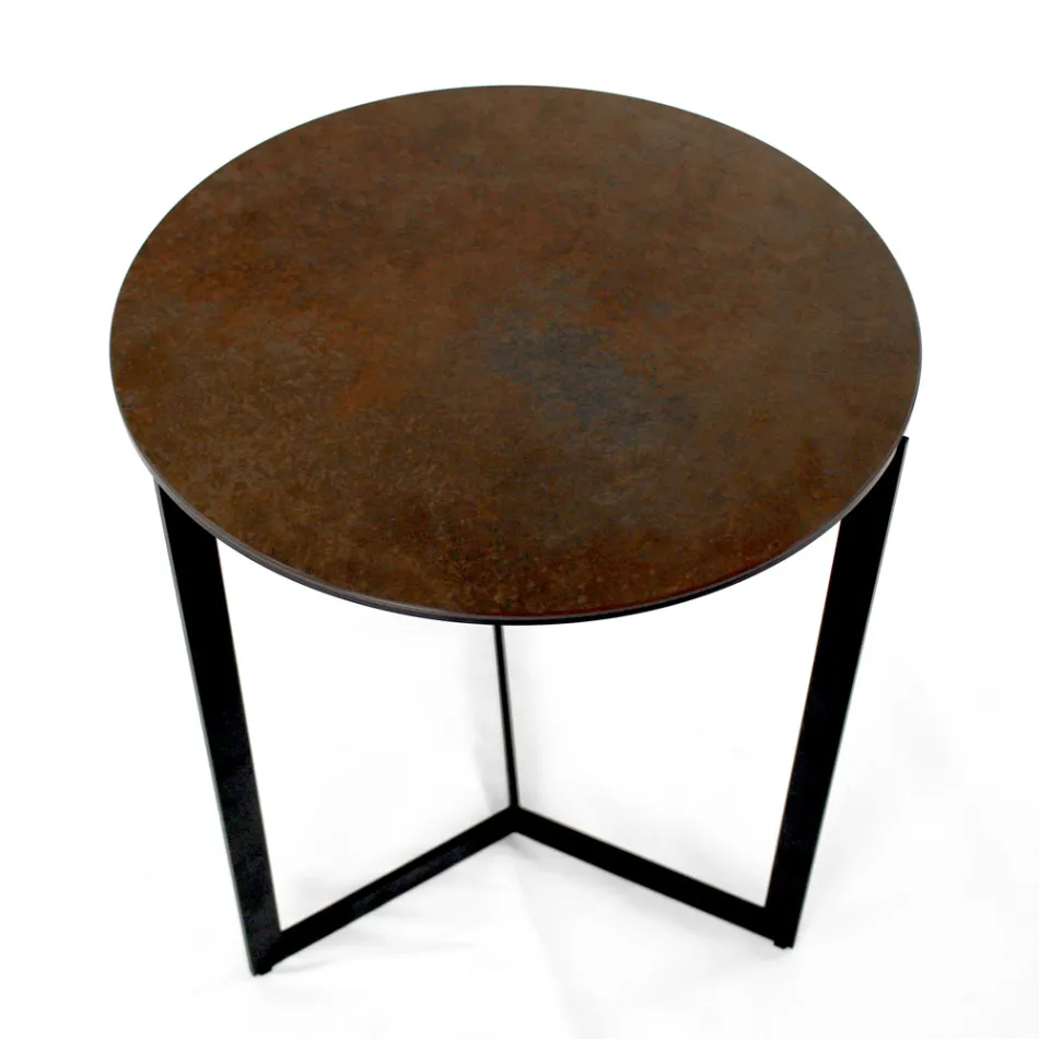 Steengoed salontafel met stalen onderstel Made in Italy - Aspira Viadurini