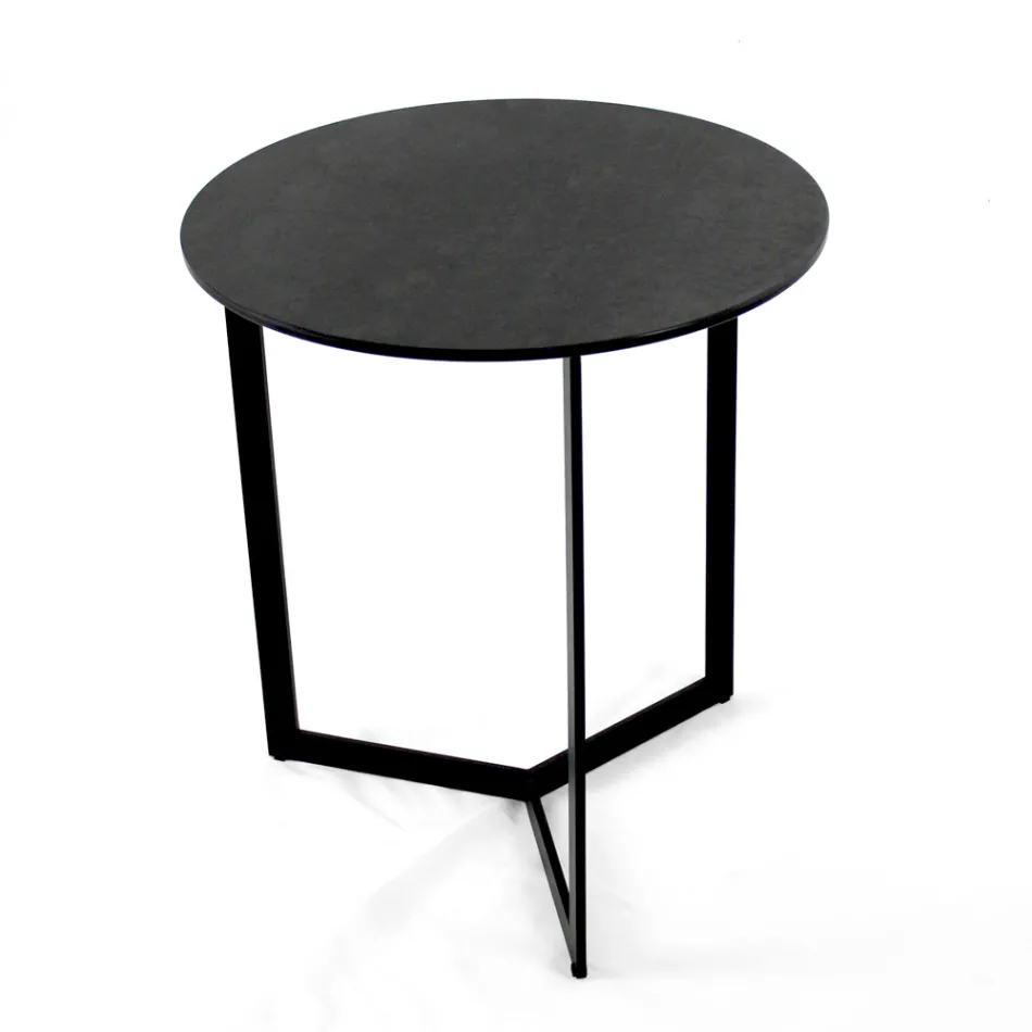 Steengoed salontafel met stalen onderstel Made in Italy - Aspira Viadurini