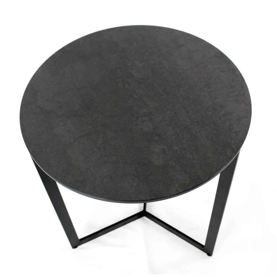 Steengoed salontafel met stalen onderstel Made in Italy - Aspira Viadurini