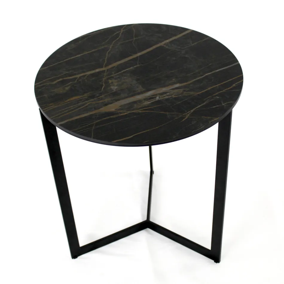 Steengoed salontafel met stalen onderstel Made in Italy - Aspira Viadurini