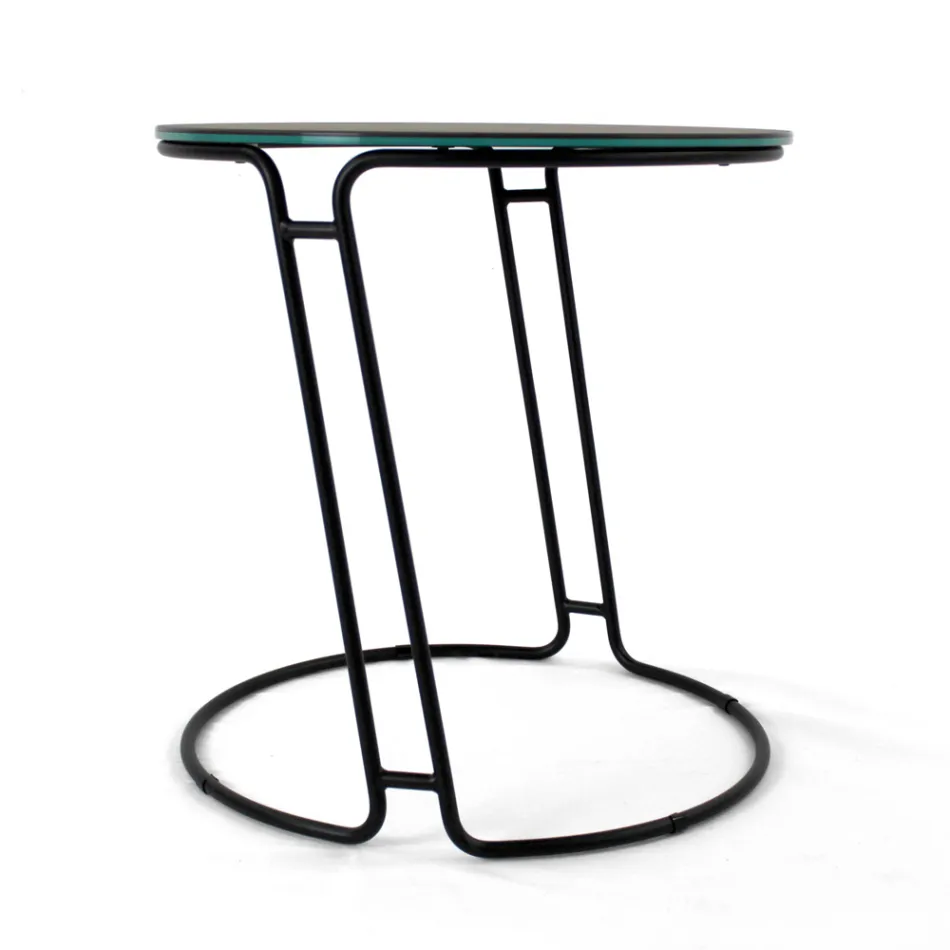 Salontafel in Porselein Grès en ronde voet Gemaakt in Italië - Tullia Viadurini