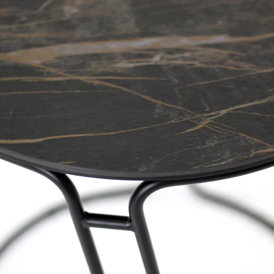 Salontafel in Porselein Grès en ronde voet Gemaakt in Italië - Tullia Viadurini