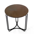 Salontafel in rond steengoed en onderstel met 3 halve manen Made in Italy - Arepa Viadurini