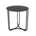 Salontafel in rond steengoed en onderstel met 3 halve manen Made in Italy - Arepa Viadurini