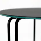 Salontafel in rond steengoed en onderstel met 3 halve manen Made in Italy - Arepa Viadurini