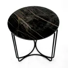 Salontafel in rond steengoed en onderstel met 3 halve manen Made in Italy - Arepa Viadurini