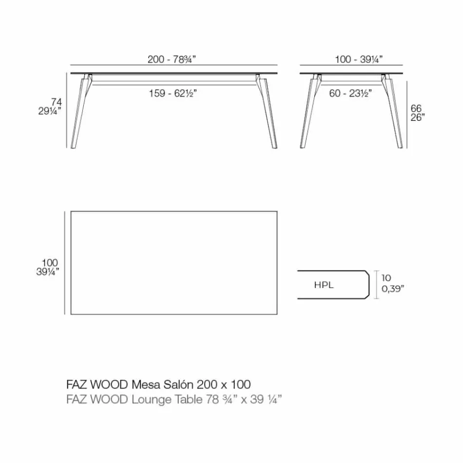 Salontafel in wit of zwart laminaat in 2 maten - Faz Wood van Vondom Viadurini