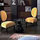 Salontafel massief hout koffie en kristal diameter van 60cm, Margo Viadurini