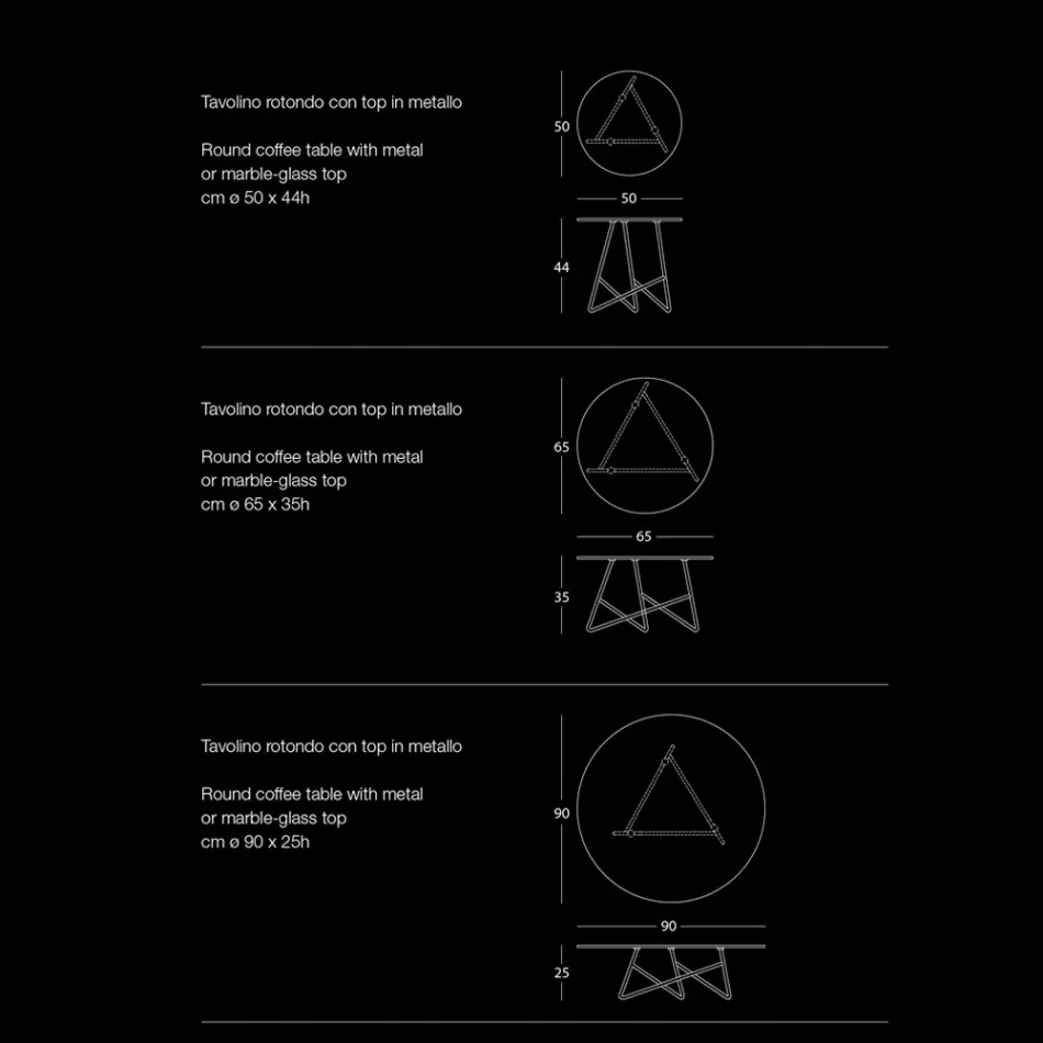 Salontafel van gekleurd metaal en 3 maten, gemaakt in Italië - Magali Viadurini