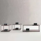 Metalen salontafel met kristallen bladen Made in Italy - Fermio Viadurini