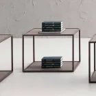 Metalen salontafel met kristallen bladen Made in Italy - Fermio Viadurini