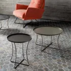 Metalen salontafel met opvangbak gemaakt in Italië - Numbo Viadurini