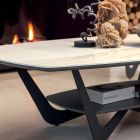 Metalen salontafel keramisch blad met opbergruimte - Emiraat Viadurini