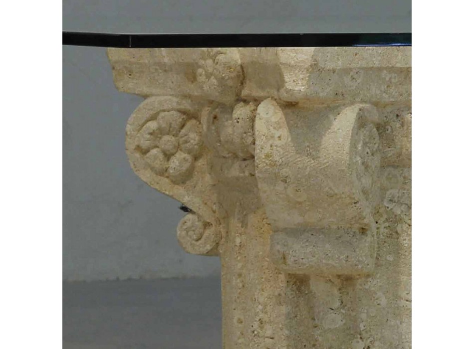 Stenen en glazen salontafel met een klassiek Balos-design Viadurini